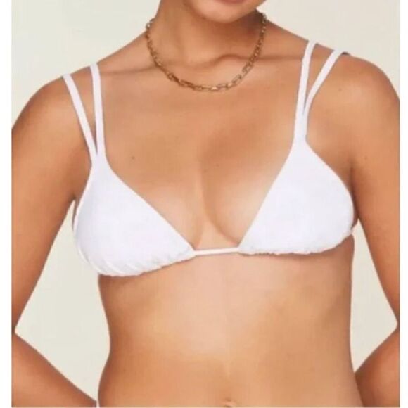 Andie NWT The Cannes Top White Feminine String Bikini Top Size S - Picture 1 of 4